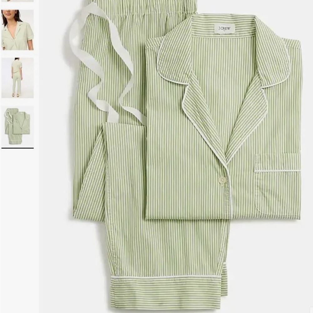 J.Crew Green striped sleeveless cotton pajamas